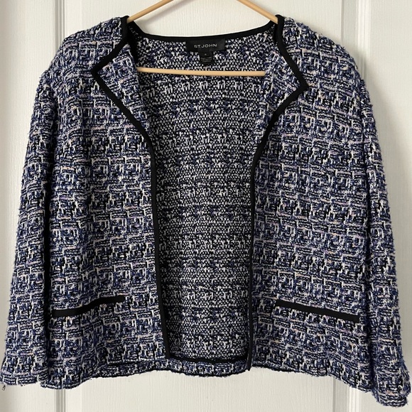 St. John Jackets & Blazers - St. John Women's Navy and White Tweed Blazer